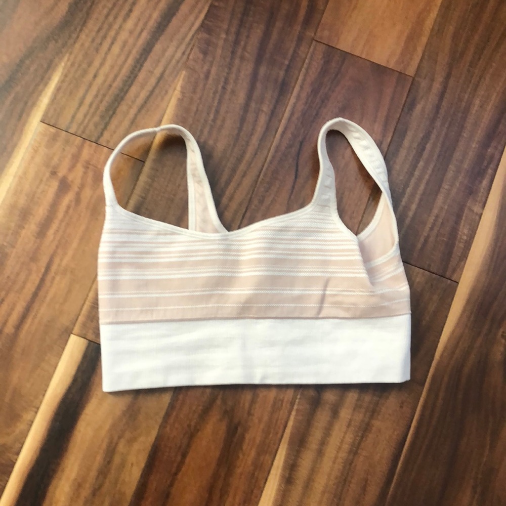 AVOCADO BLUSH NUDE STRIPED SPORTS BRA NO PADS SIZE XS-S